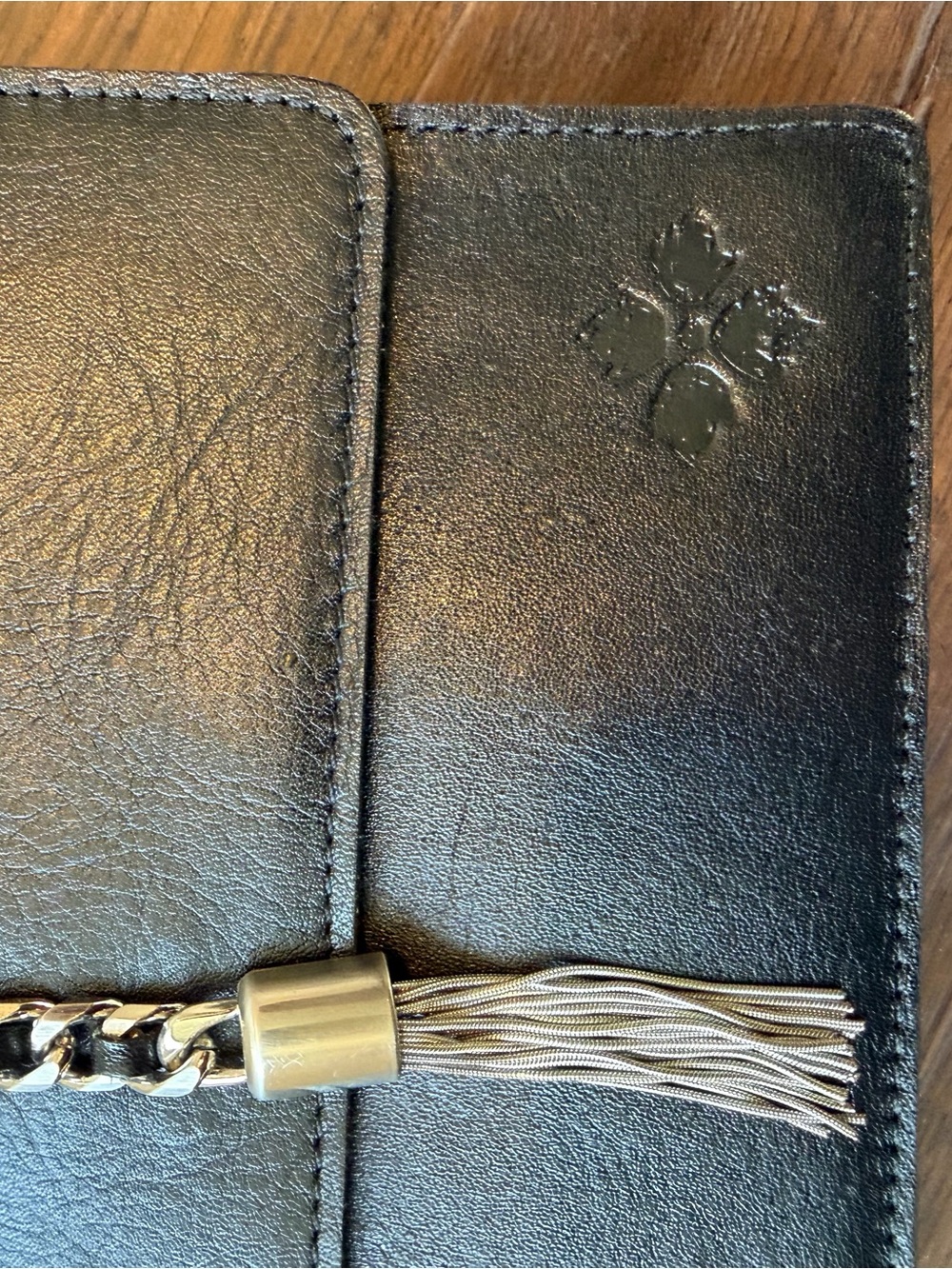 Patricia Nash Black Leather Chain Crossbody with Tassel - Picture 2 of 11